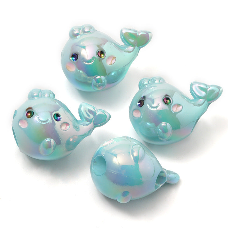 Wholesale 10PCS/PACK Acrylic UV Plated Candy Color Cartoon Little Dolphin Straight Hole Beads